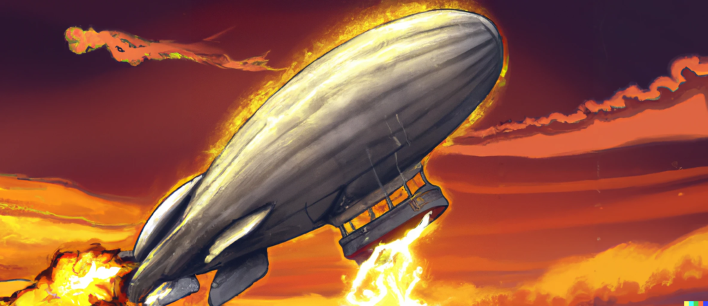 Zeppelin Blimp on Fire